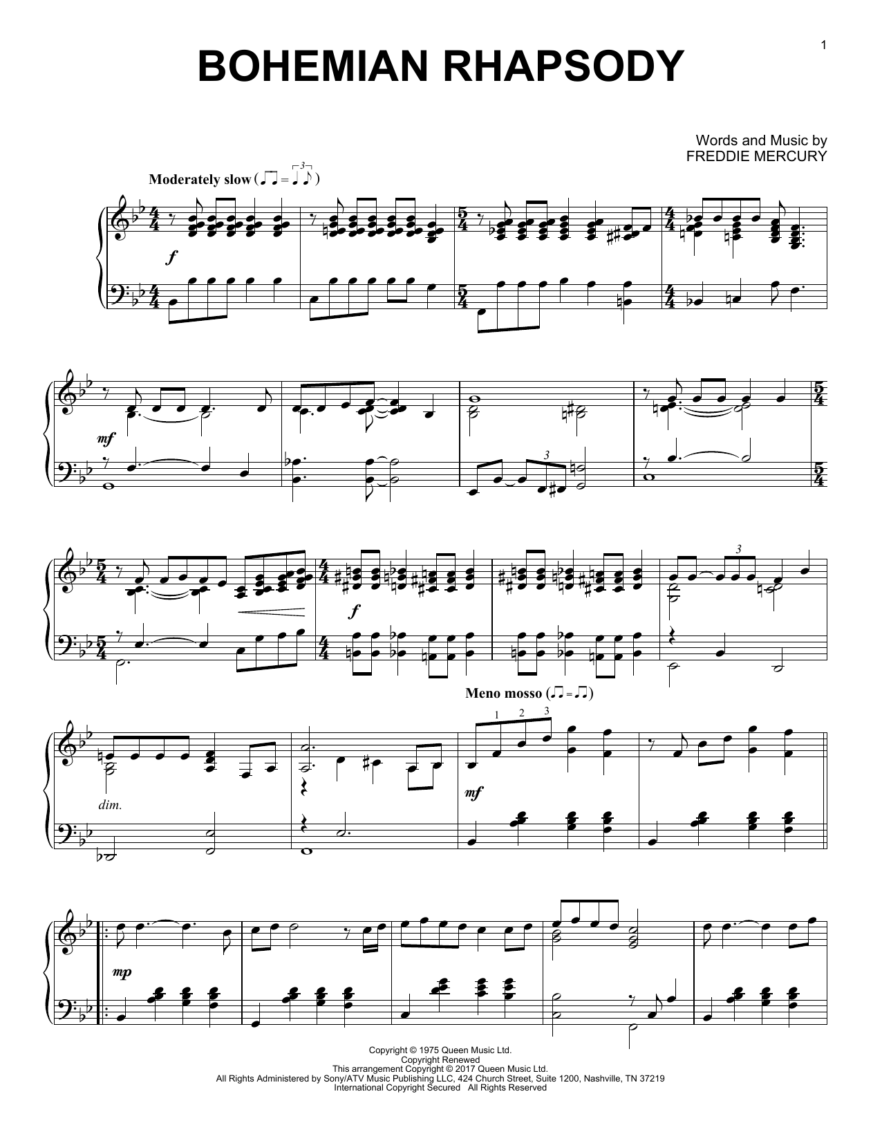 bohemian rhapsody notes for piano pdf download